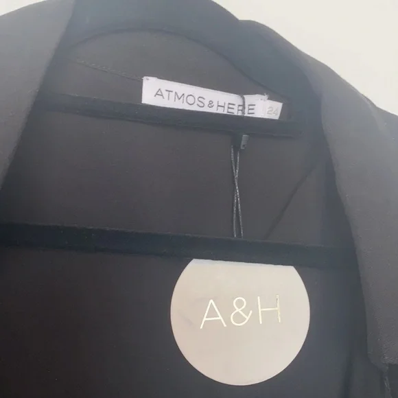 SALE ✨ Atmos&Here Iconic Brand Black midi wrap around button dress size 24 NWT - Picture 6 of 9